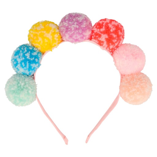 Tiara regenboog pompom  