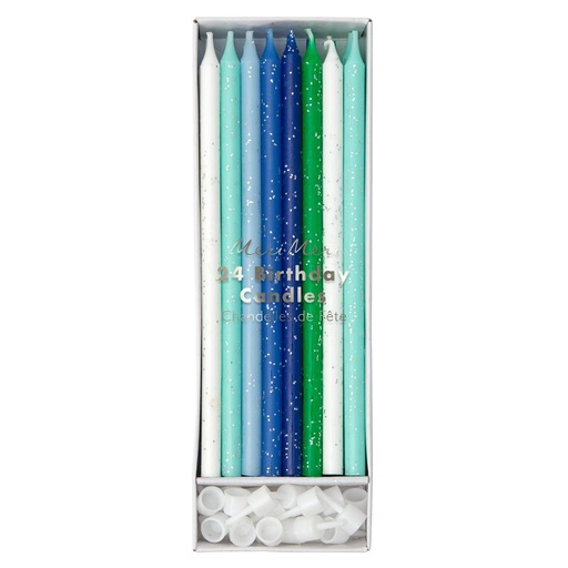 Bougies d'anniversaire bleues droites  