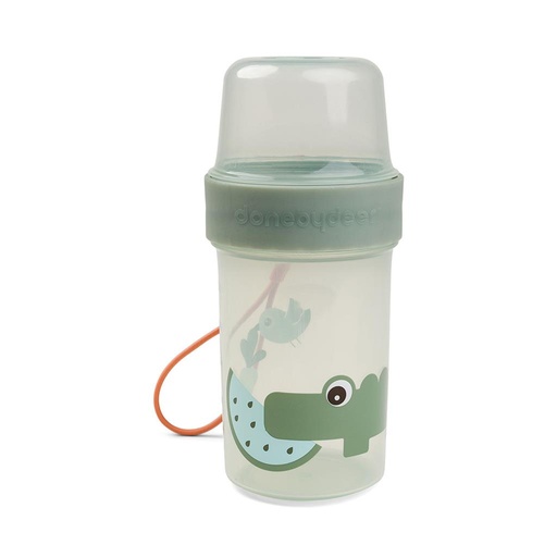 Snackbox en drinkbeker large Croco green 