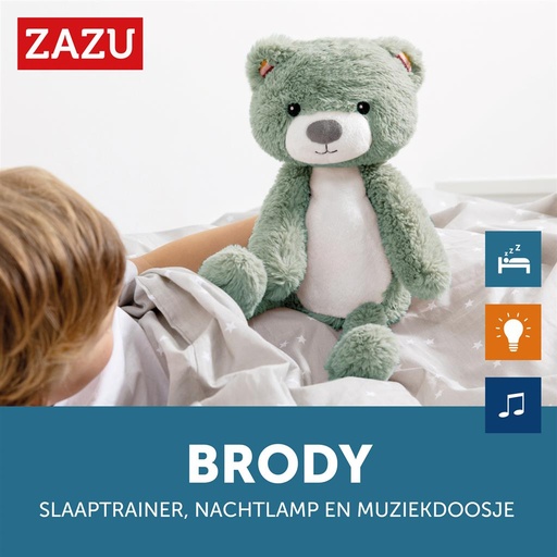 Sleeping trainer bear Brody blue 