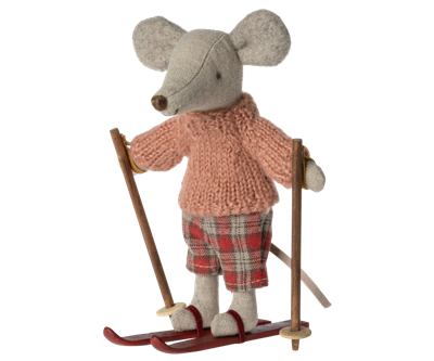Souris d'hiver avec set de ski - grande sœur  