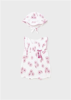 Set: salopette en zonnehoedje juicy pink