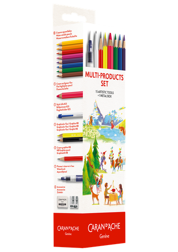 Box of colored pencils + accessories  