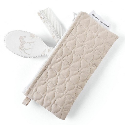 Borstel en kam - gedrukt + zakje safari (camelprint) 