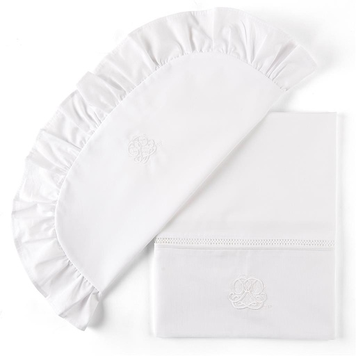 Drap de lit + taie d'oreiller coton blanc