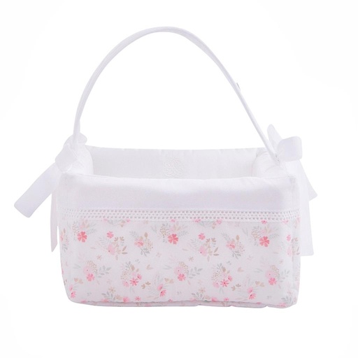 Diaper basket pink flowers 